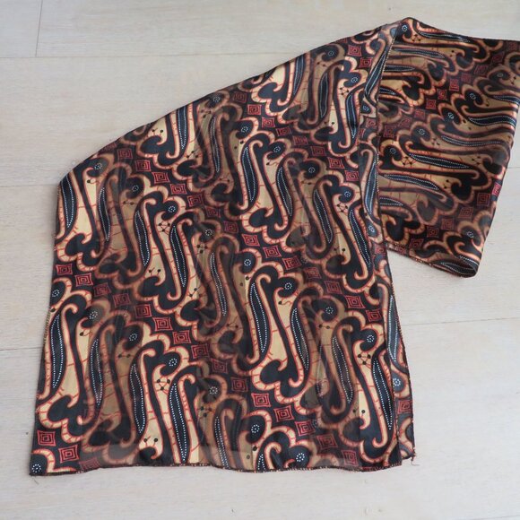 Vintage Brown Paisley Pattern Sheer Neck Scarf For Women - Picture 2 of 4